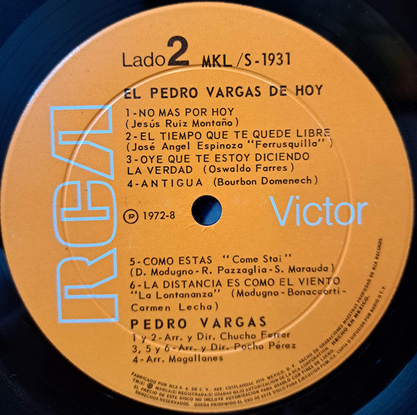 Pedro Vargas : El Pedro Vargas De Hoy (LP, Album)