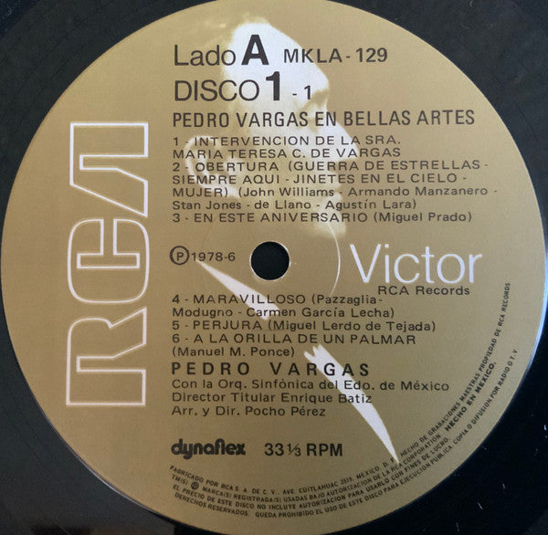 Pedro Vargas : Pedro Vargas En Bellas Artes - Aniversario 50 (1928 - 1978), Grabado En Vivo (3xLP, Album)
