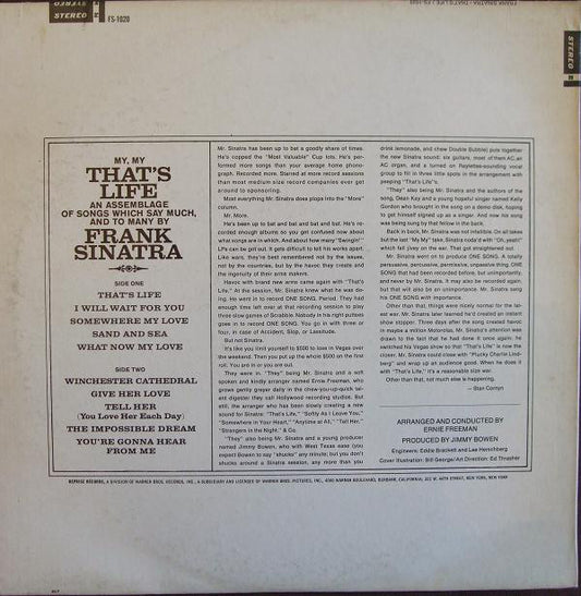 Frank Sinatra - That's Life vinyl record, LP (Mint (M)) | Lulo Records