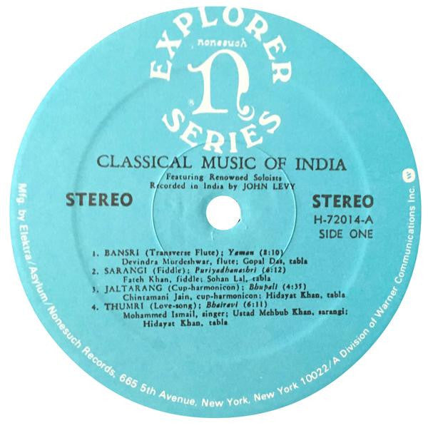 John Levy (2) : Classical Music Of India (LP, RE)