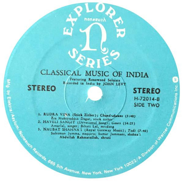 John Levy (2) : Classical Music Of India (LP, RE)