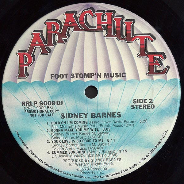 Sidney Barnes : Foot Stompin' Music (LP, Album, Promo)
