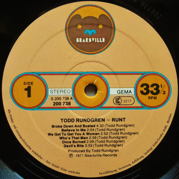Todd Rundgren : Runt (LP, Album, RE)