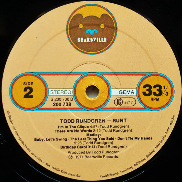 Todd Rundgren : Runt (LP, Album, RE)