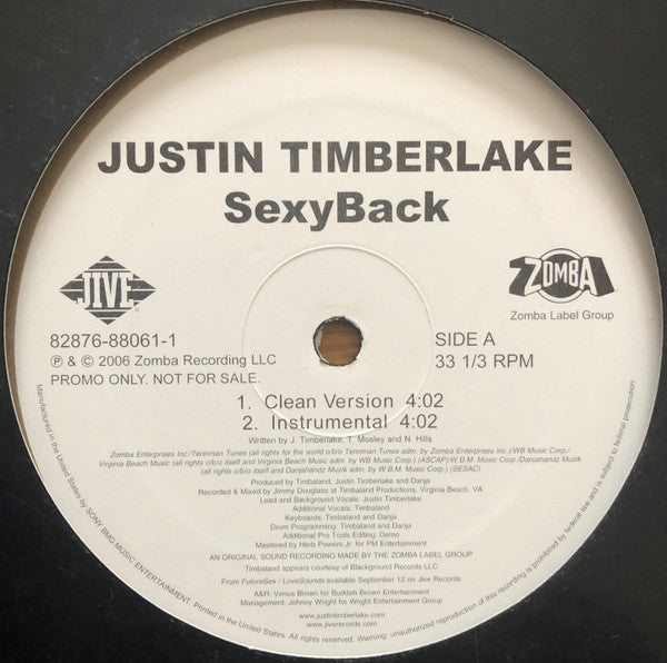 Justin Timberlake : SexyBack (12", Single, Promo)