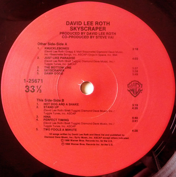 David Lee Roth : Skyscraper (LP, Album, RE)