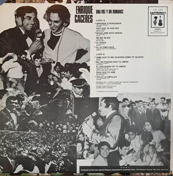 Enrique Cáceres : Enrique Caceres: Una Voz Y Un Romance (LP, Album)