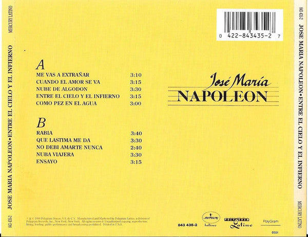 José María Napoleón : Entre El Cielo y El Infierno (CD, Album)