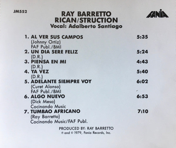 Ray Barretto Con Adalberto Santiago : Rican/Struction (CD, Album)