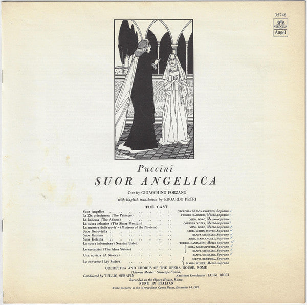 Giacomo Puccini, Victoria De Los Angeles, Fedora Barbieri, Tullio Serafin : Suor Angelica (LP, Mono, RE + Box)