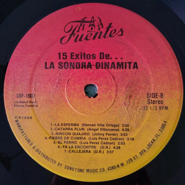 La Sonora Dinamita : 15 Exitos De La Sonora Dinamita (LP, Comp)