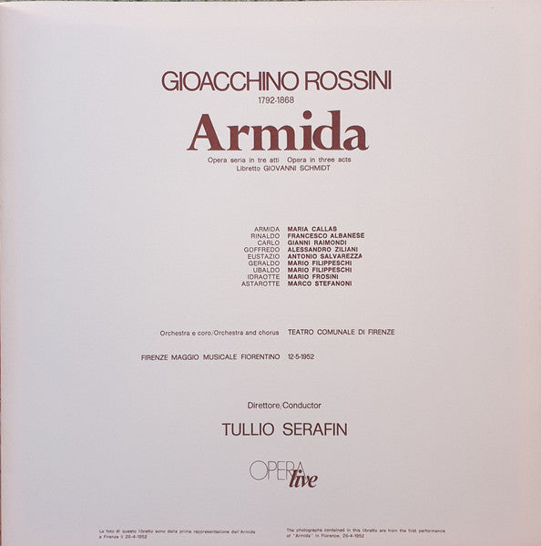 Gioacchino Rossini, Maria Callas, Francesco Albanese, Gianni Raimondi, Mario Filippeschi, Orchestra Del Teatro Comunale Di Firenze E Coro Del Teatro Comunale Di Firenze, Tullio Serafin : Armida (3xLP, Album, RE, Gat + Box)