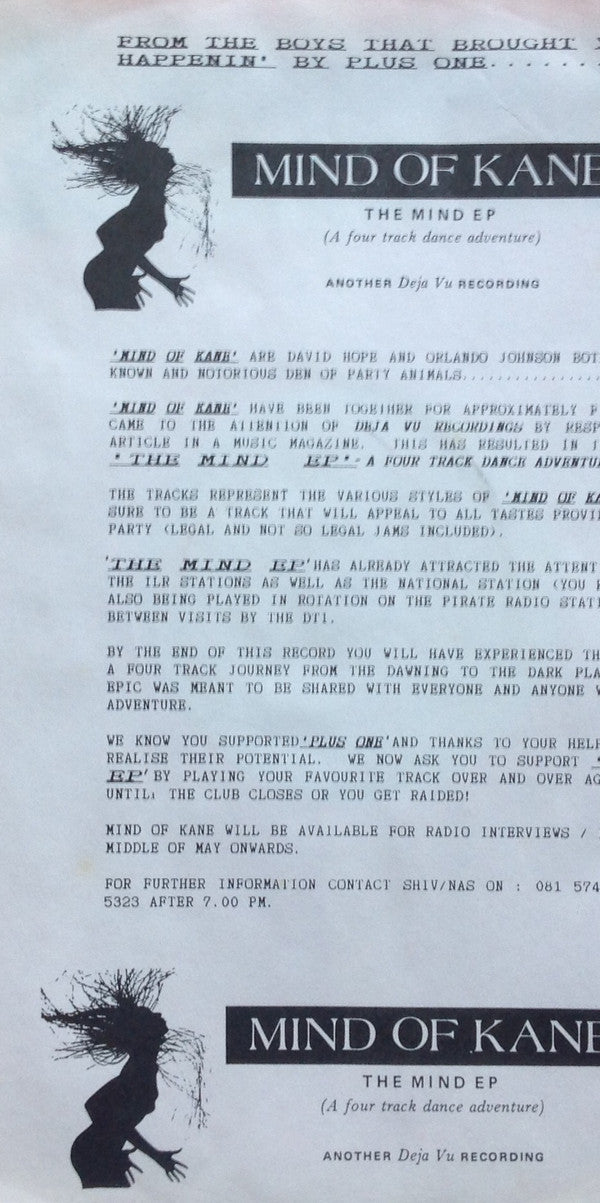 Mind Of Kane : The Mind E.P. (12", EP, W/Lbl)