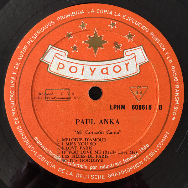 Paul Anka : My Heart Sings (LP, Album, Mono)