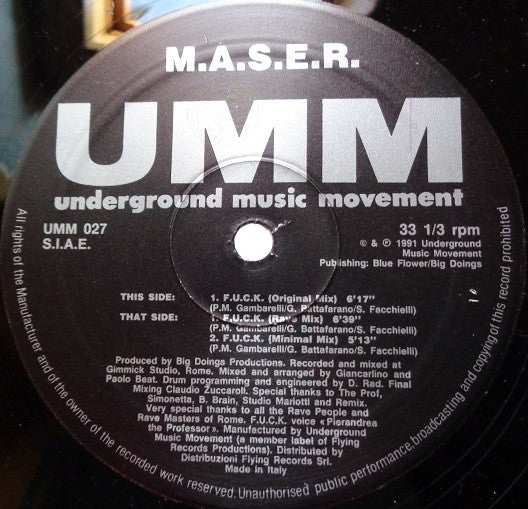 M.A.S.E.R. : F.U.C.K. (12")