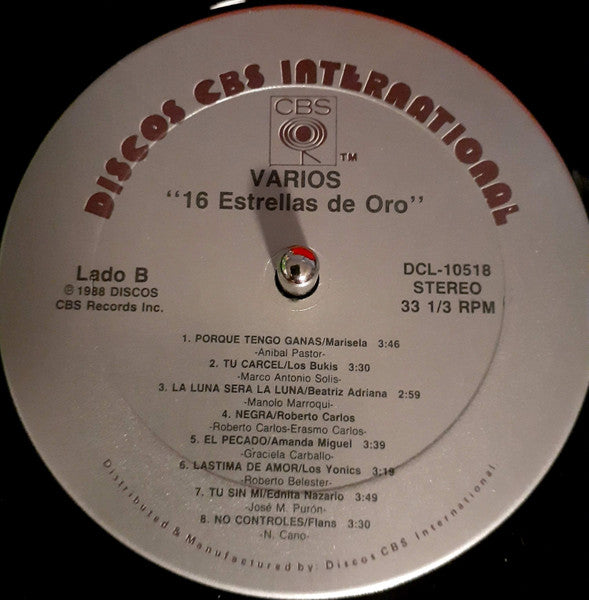 Various : 16 Estrellas De Oro (LP, Comp)