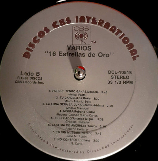 Various : 16 Estrellas De Oro (LP, Comp)