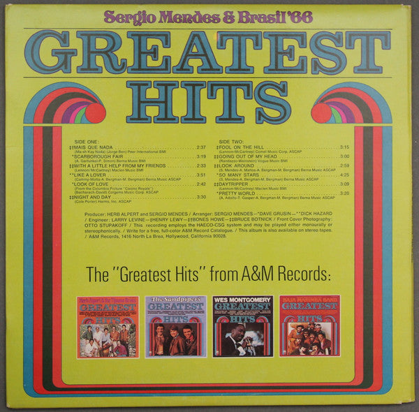 Sérgio Mendes & Brasil '66 : Greatest Hits (LP, Comp, Pit)