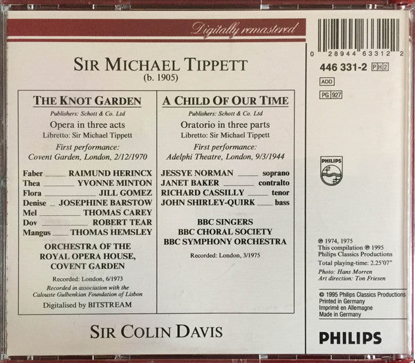 Sir Michael Tippett : The Knot Garden / A Child Of Our Time (2xCD + Box)