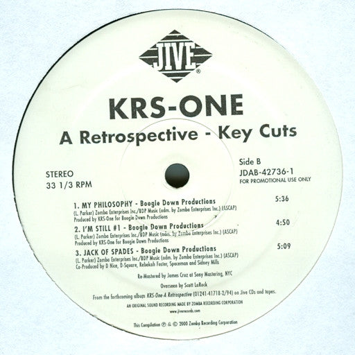 KRS-One : A Retrospective - Key Cuts (12", Promo, RM, Smplr)