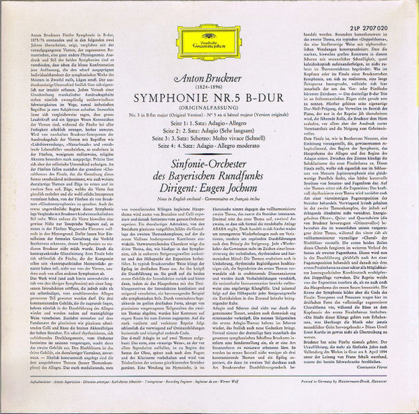 Anton Bruckner · Eugen Jochum, Symphonie-Orchester Des Bayerischen Rundfunks : Symphonie Nr. 5 (2xLP, RE)