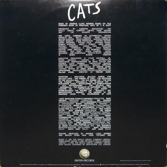 Andrew Lloyd Webber - Cats - Complete Original Broadway Cast Recording vinyl record, 2xLP (Mint (M)) | Lulo Records