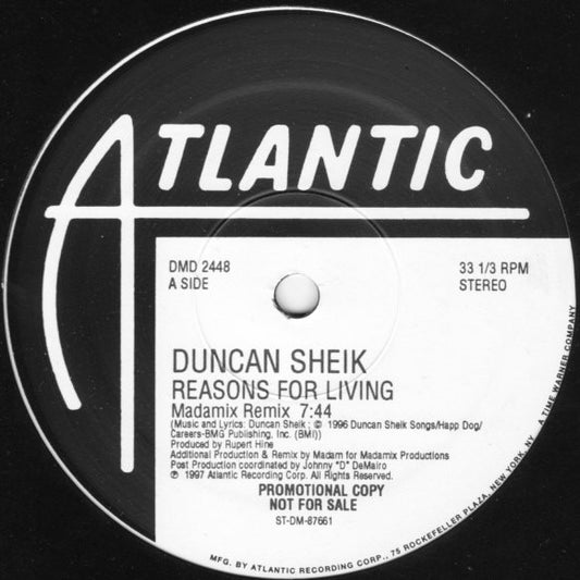 Duncan Sheik : Reasons For Living (12", Promo)