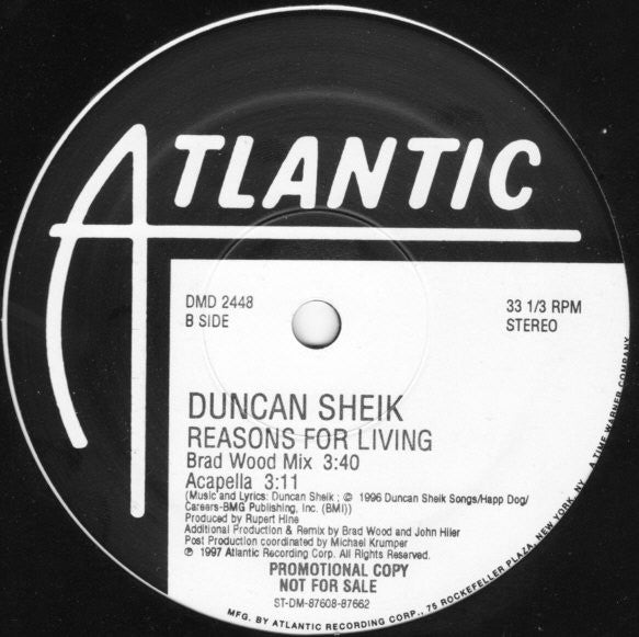 Duncan Sheik : Reasons For Living (12", Promo)