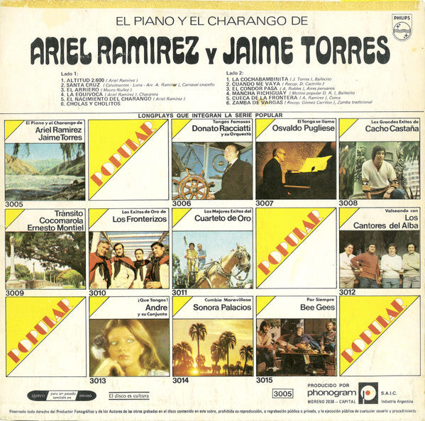 Ariel Ramirez Y Jaime Torres : El Piano Y El Charango De Ariel Ramirez Y Jaime Torres (LP, Comp)