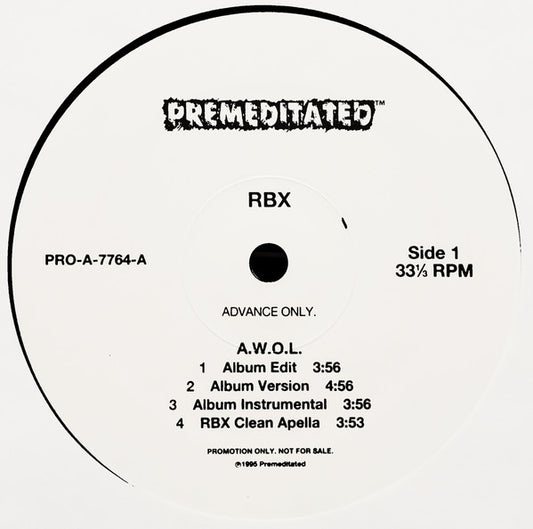 RBX : A.W.O.L. (12", Promo)
