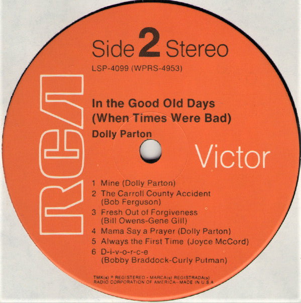 Dolly Parton : In The Good Old Days (When Times Were Bad) (LP, Album, Ind)