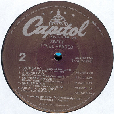 Sweet* : Level Headed (LP, Album, Jac)