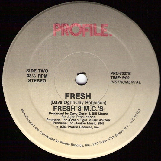 Fresh 3 MC's - Fresh vinyl record, 12" (Near Mint (NM or M-)) | Lulo Records