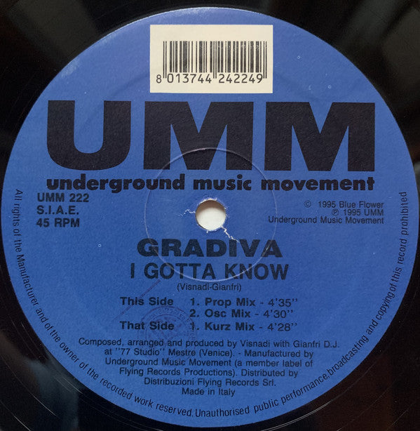 Gradiva : I Gotta Know (12")