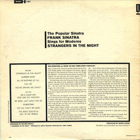 Frank Sinatra - Strangers In The Night vinyl record, LP (Near Mint (NM or M-)) | Lulo Records