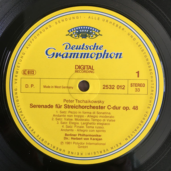 Pyotr Ilyich Tchaikovsky • Antonín Dvořák - Berliner Philharmoniker • Herbert von Karajan : Streicherserenaden = String Serenades (LP)