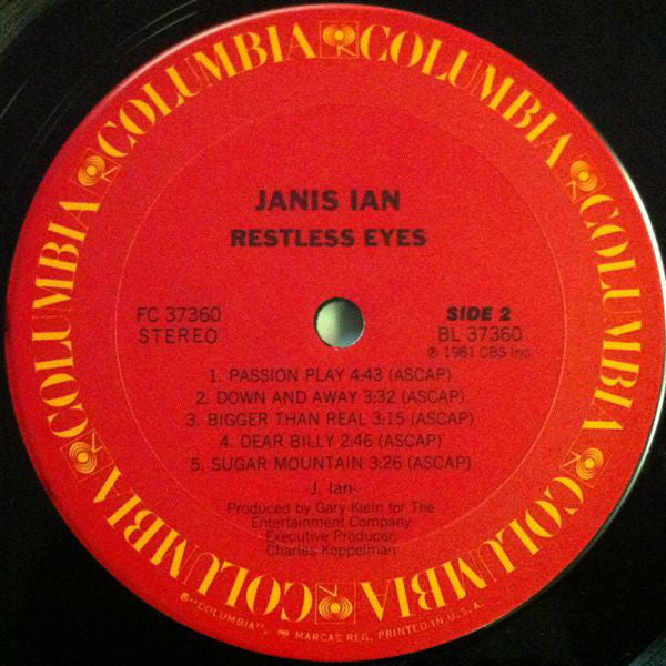 Janis Ian : Restless Eyes (LP, Album, San)