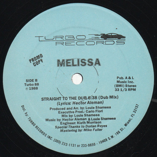 Melissa (25) : Straight To The Heart (12", Promo)