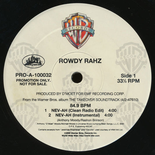 Rowdy Rahz - Nev-Ah vinyl record, 12" (Near Mint (NM or M-)) | Lulo Records
