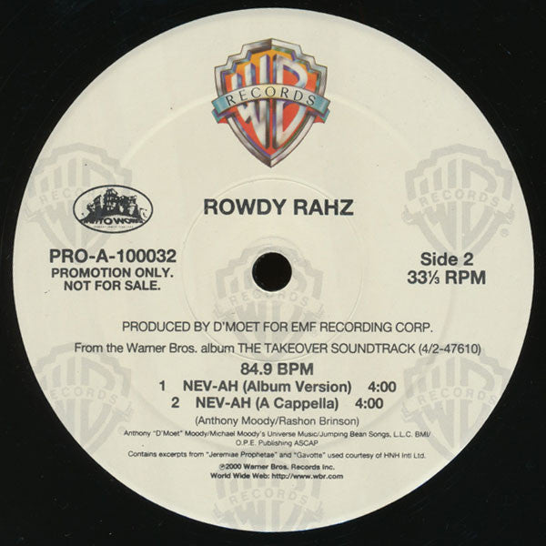 Rowdy Rahz : Nev-Ah (12", Promo)