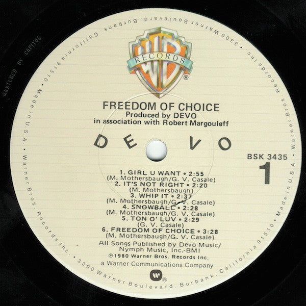 Devo : Freedom Of Choice (LP, Album, Jac)