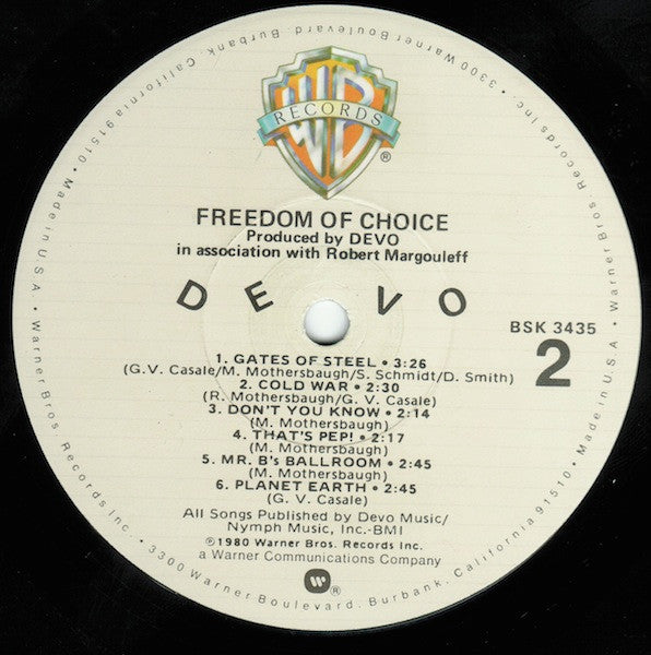 Devo : Freedom Of Choice (LP, Album, Jac)