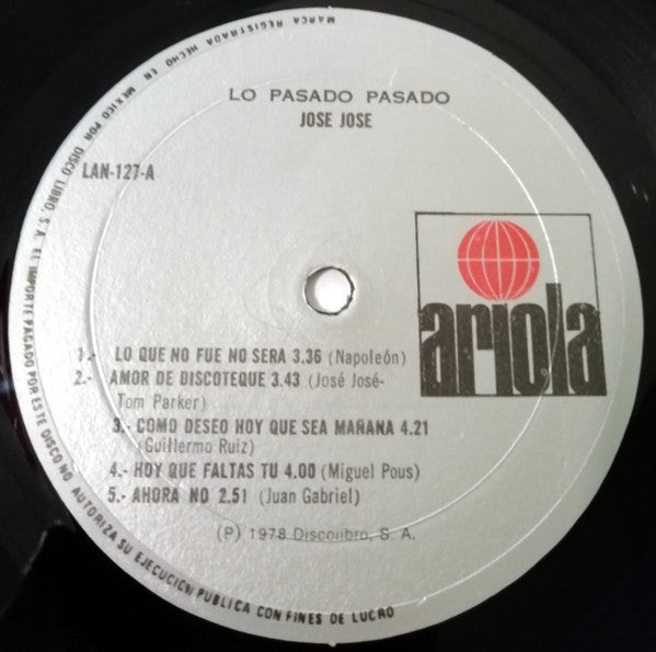 José José : Lo Pasado Pasado (LP, Album, RE)