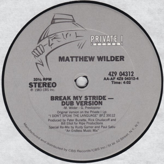 Matthew Wilder - Break My Stride vinyl record, 12" (Near Mint (NM or M-)) | Lulo Records