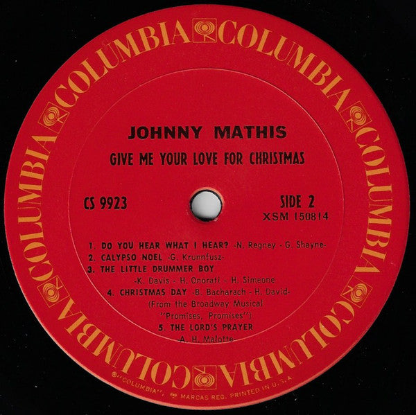Johnny Mathis : Give Me Your Love For Christmas (LP, Album, RE)