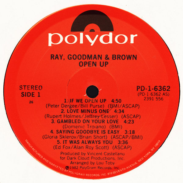 Ray, Goodman & Brown : Open Up (LP, Album, PRC)