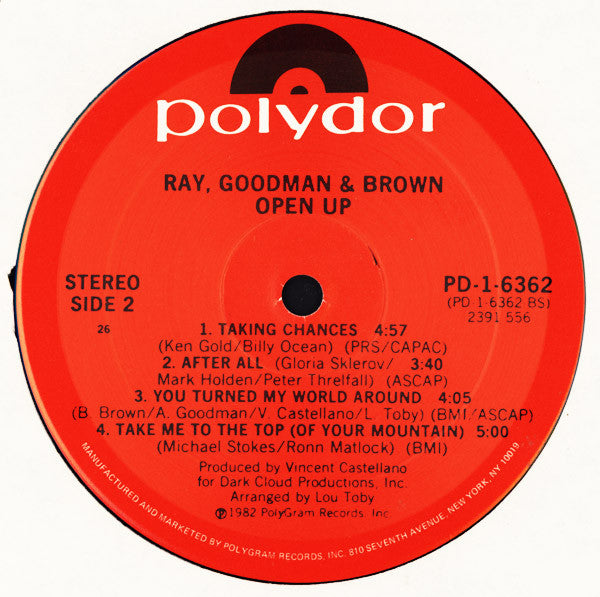 Ray, Goodman & Brown : Open Up (LP, Album, PRC)