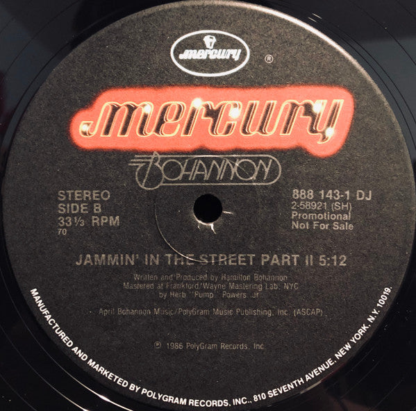 Hamilton Bohannon : Jammin' In The Street (12", Promo)