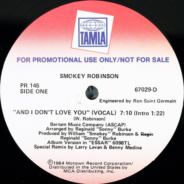 Smokey Robinson : And I Don't Love You (12", Promo)