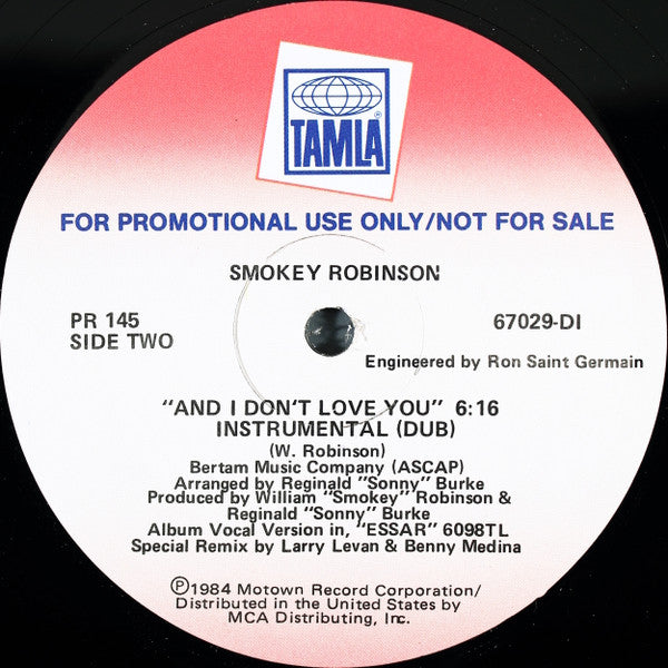 Smokey Robinson : And I Don't Love You (12", Promo)